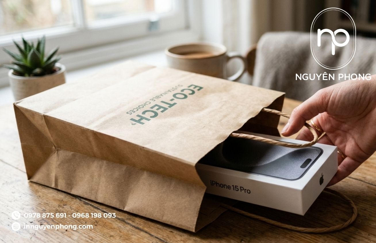 Mẫu túi giấy kraft đựng điện thoại 